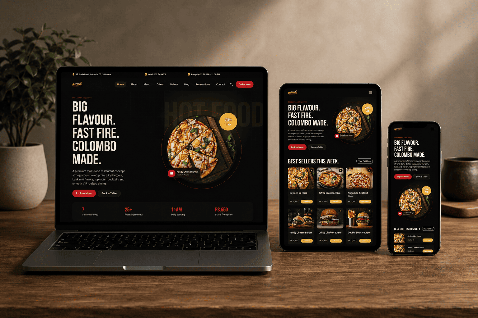 Ceylon Crust Grill ecommerce mockup example