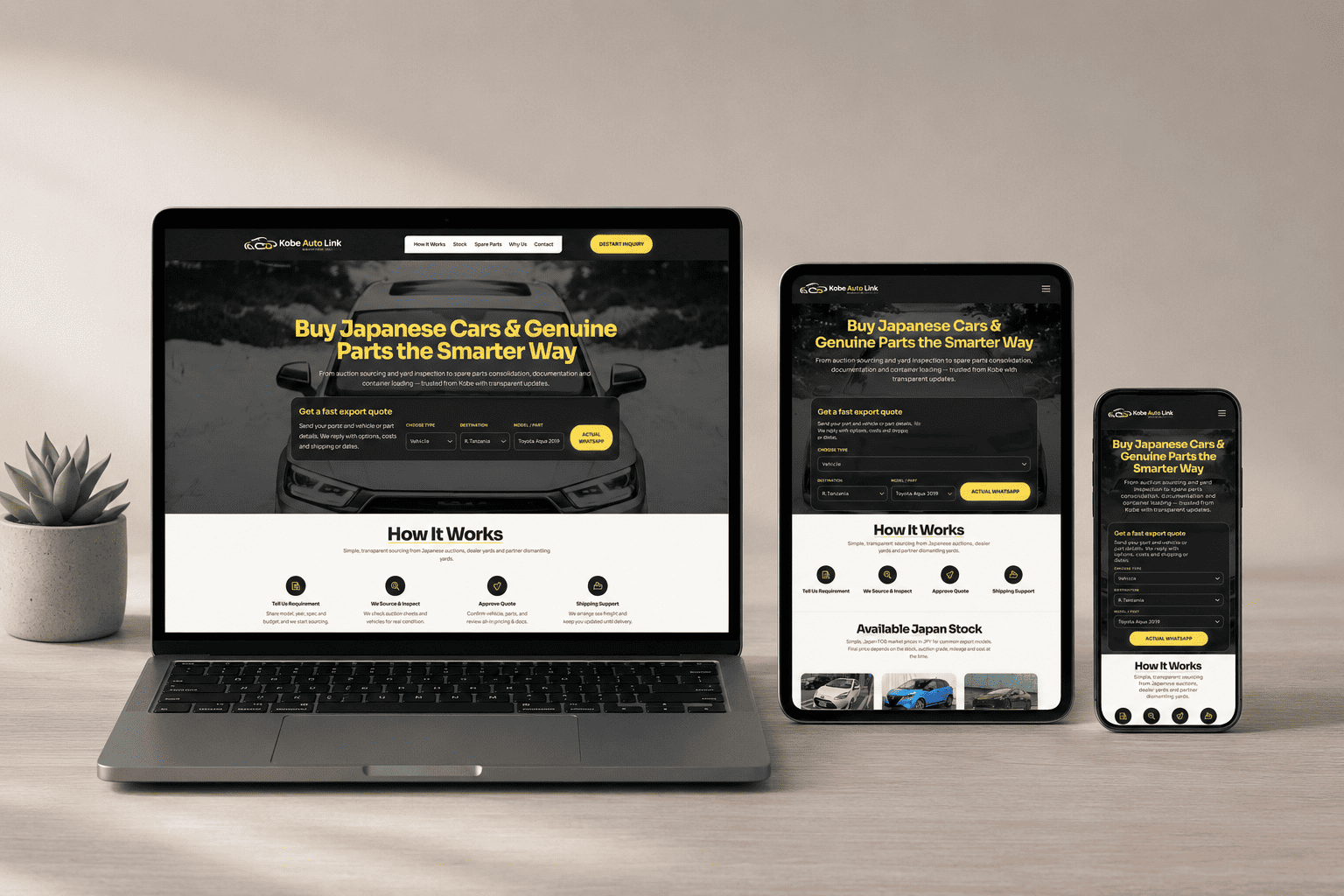 Kobe Auto Line website mockup example