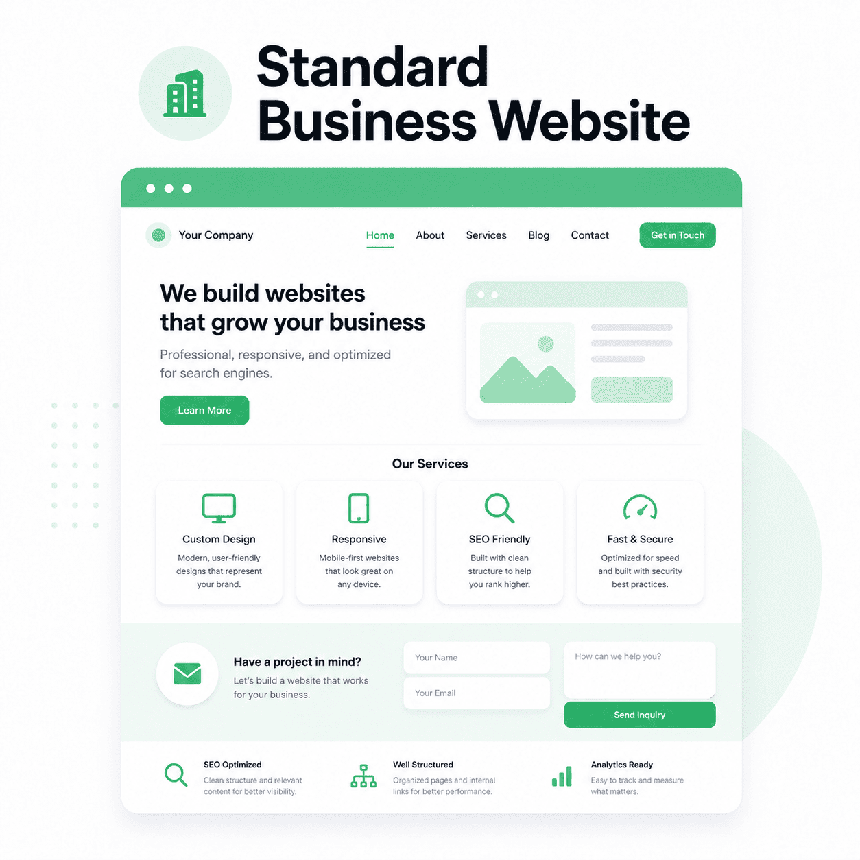 Standard business website preview